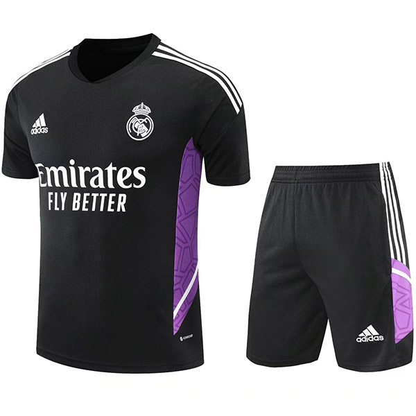 Real madrid training jersey sportswear uniform men's soccer shirt football short sleeve sport black top t-shirt 2022-2023
